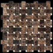 Dark Emperador basket weave mosaic tile